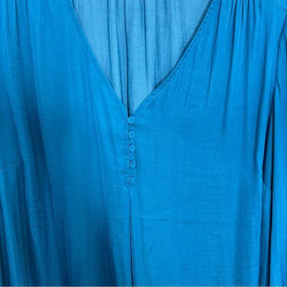 Joie V Neck Blue Turquoise Polyester Blouse Size 1X - Picture 5 of 12